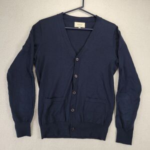 Frank & Oak Mens Blue Wool Cardigan Sweater Medium M Button Front V Neck